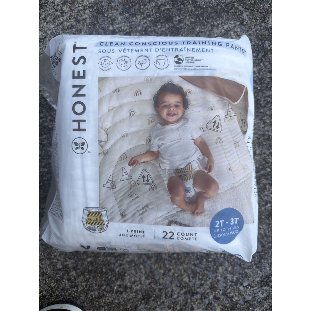 The Honest Co Clean   Training Pants- Size 2T/3T - 22 Ct NEW Construction